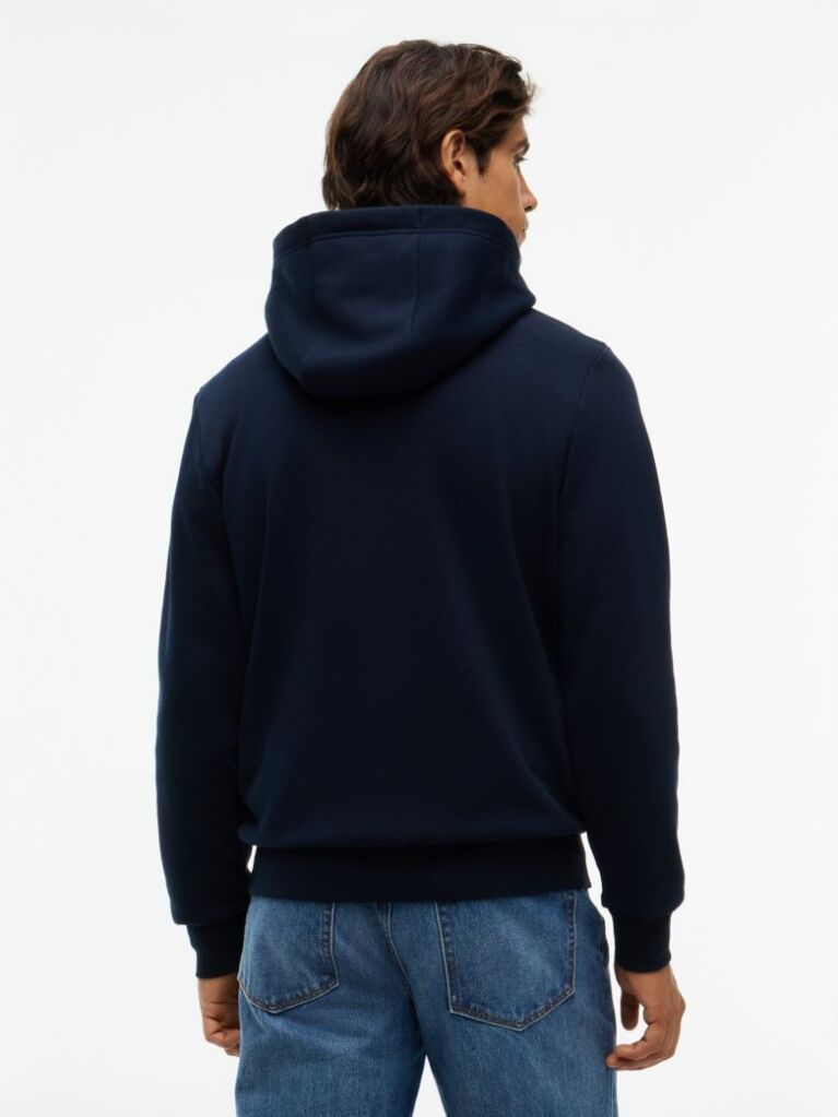 Blue Hanorac Cu Fleece Logo Si Cordon  Barbati