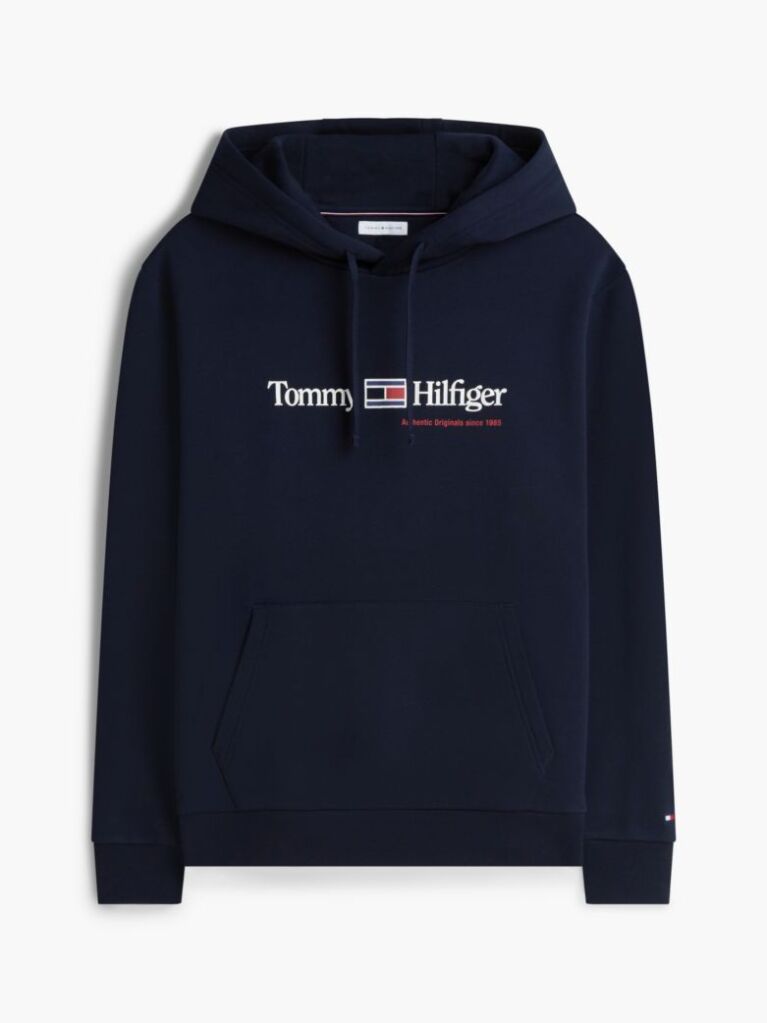 Blue Hanorac Cu Fleece Logo Si Cordon  Barbati