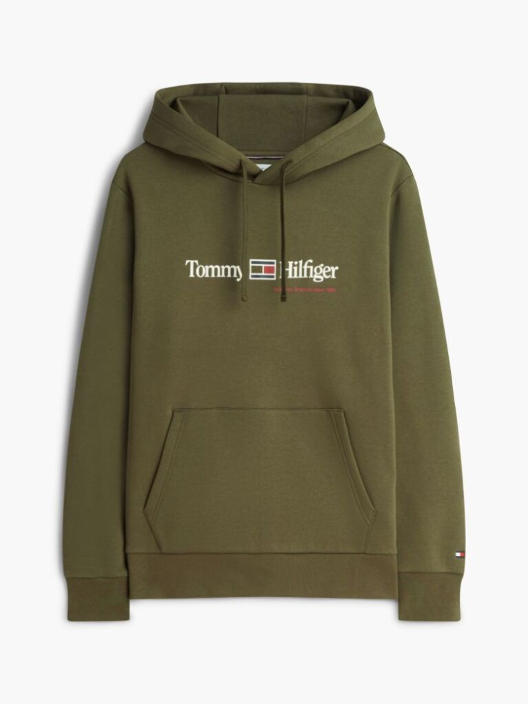 Green Logo Fleece Drawstring Hoody  Men