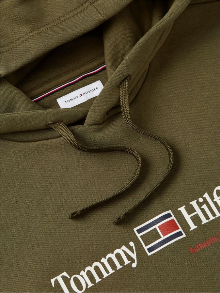 Green Logo Fleece Drawstring Hoody  Men