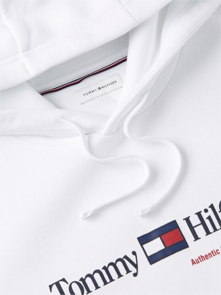 Alb Hanorac Cu Fleece Logo Si Cordon  Barbati