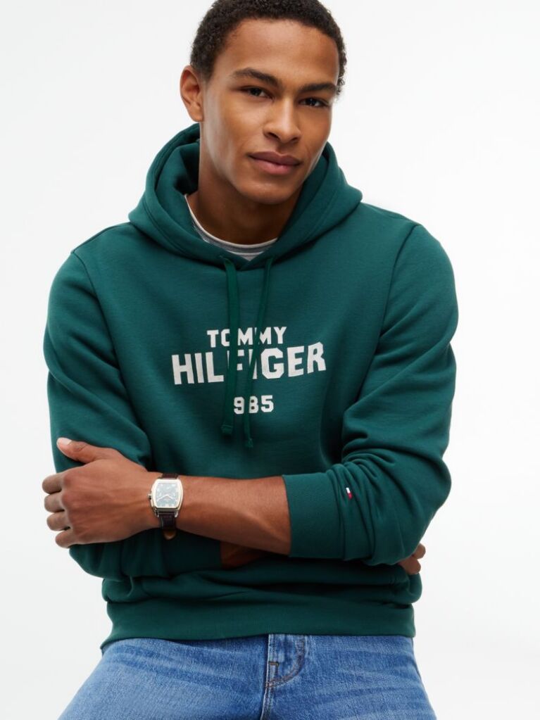 Verde Hanorac Cu Fleece Si Logo Brodat  Barbati