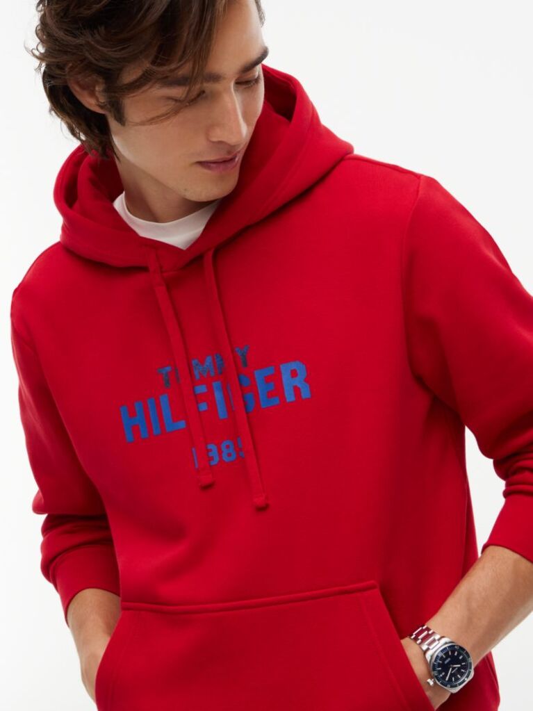Rosu Hanorac Cu Fleece Si Logo Brodat  Barbati