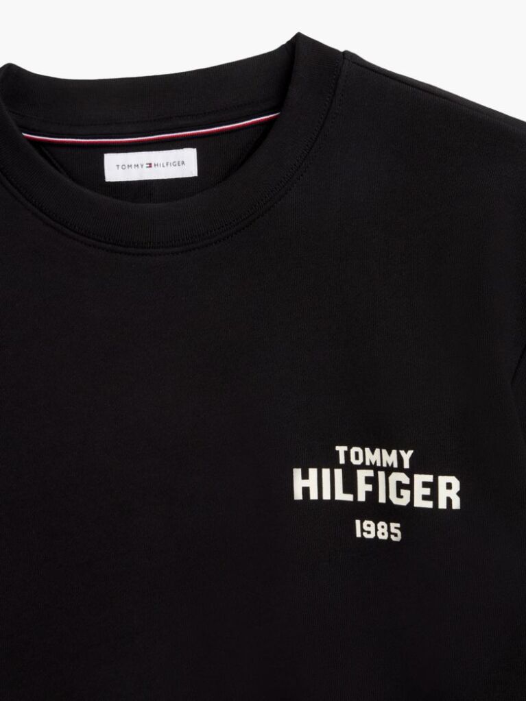 Negru Bluza De Trening Din Terry Cu Guler Rotund Si Logo 1985  Barbati