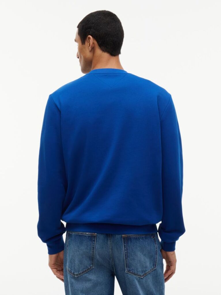 Blue Bluza De Trening Din Terry Cu Guler Rotund Si Logo 1985  Barbati