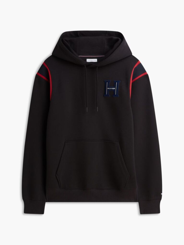 Negru Hanorac Cu Dungi In Contrast Si Logo  Barbati