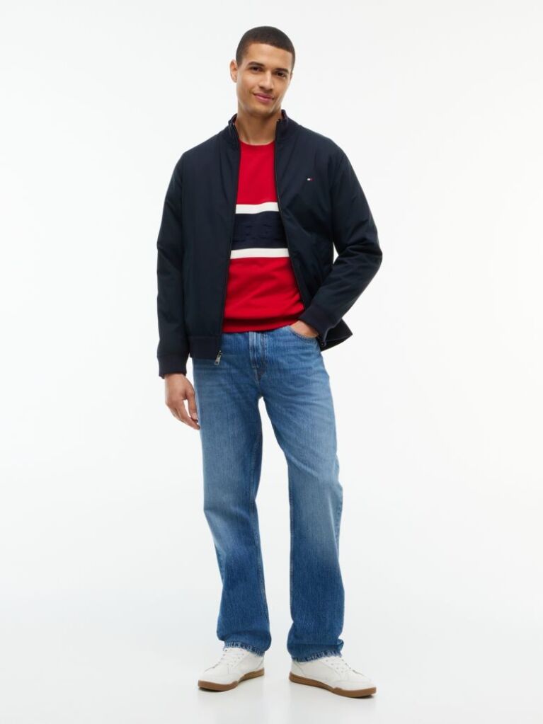 Red Colour-Blocked Intecho Knit Sweatshirt  Men