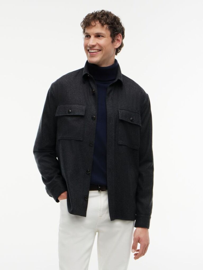 Grey New York Label Regular Fit Flannel Overshirt  Men