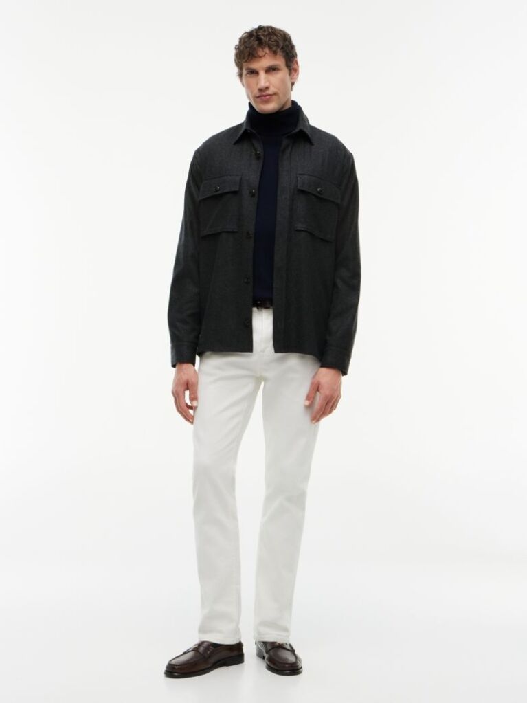 Grey New York Label Regular Fit Flannel Overshirt  Men