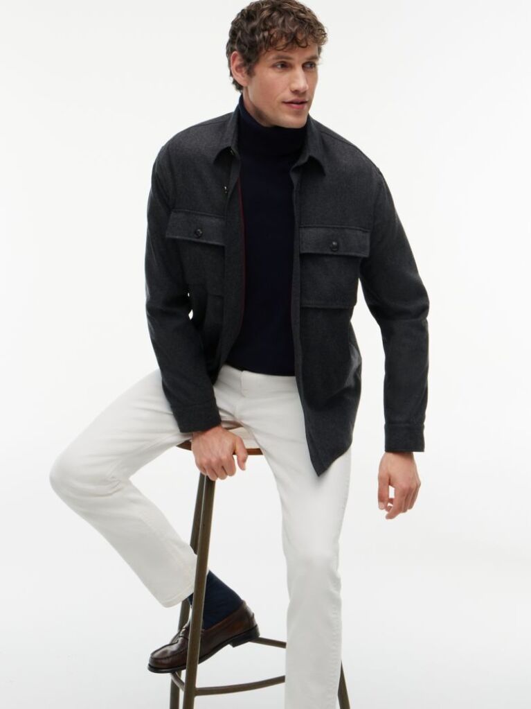 Grey New York Label Regular Fit Flannel Overshirt  Men