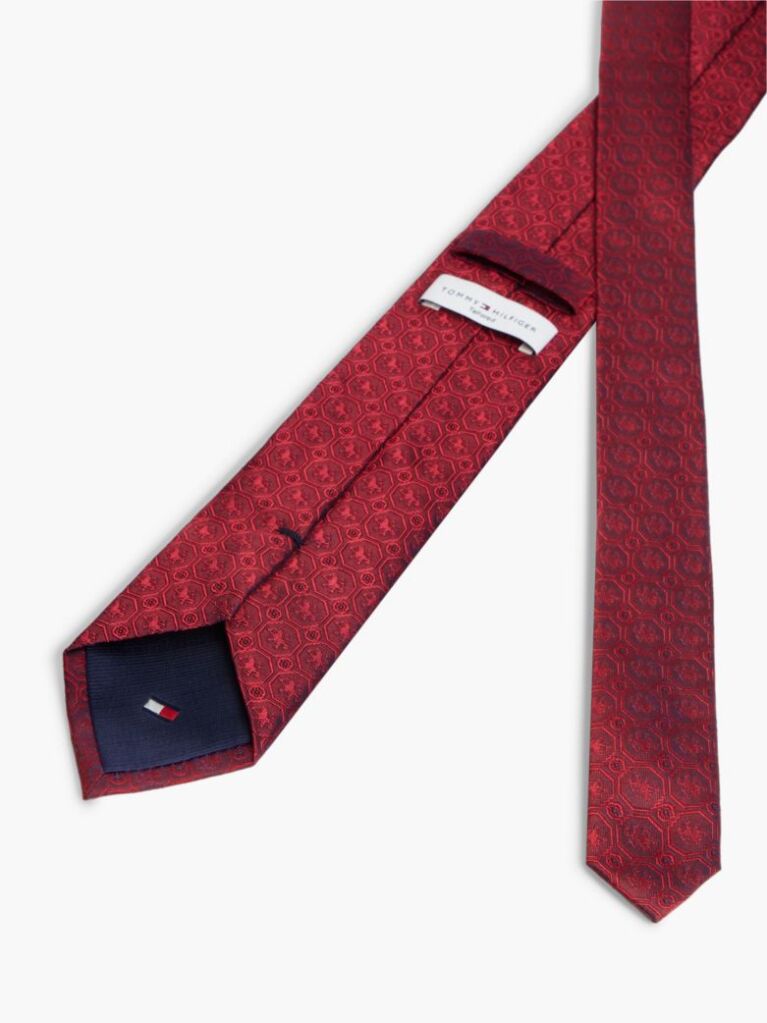 Rosu Cravata New York Label Din Matase Jacquard  Barbati