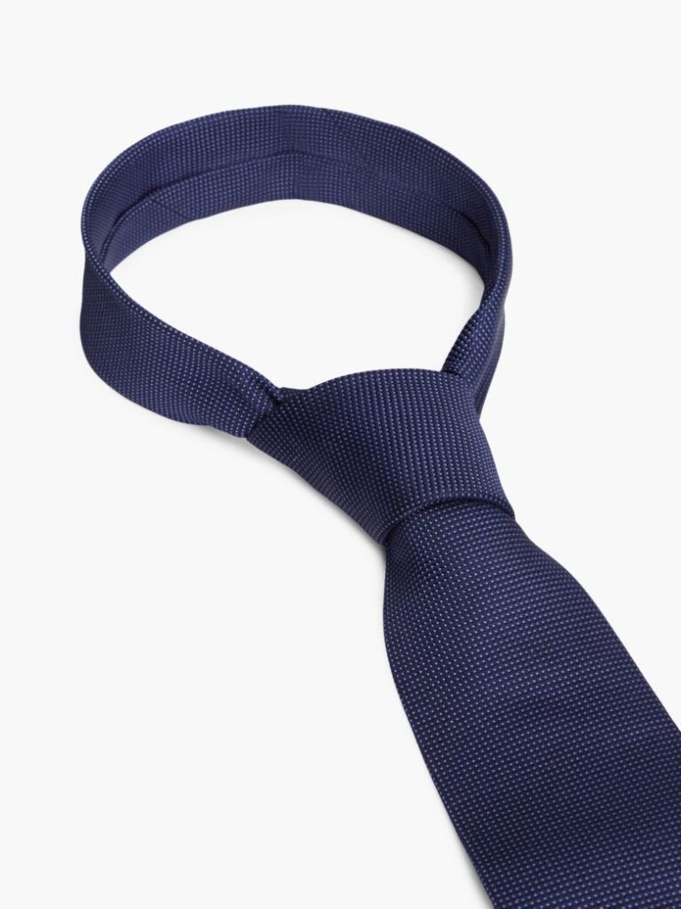 Blue New York Label Pattern Silk Tie  Men