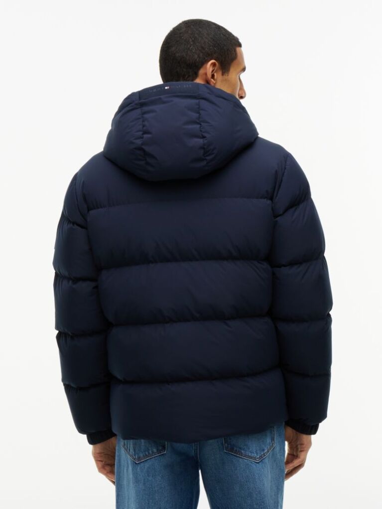 Blue Logo Patch Down Hooded Puffer Jacket  Men