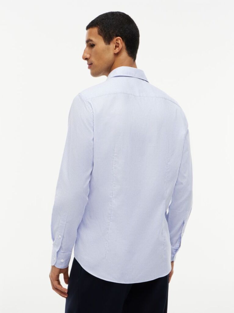 Blue Slim Fit Oxford Stripe Shirt  Men