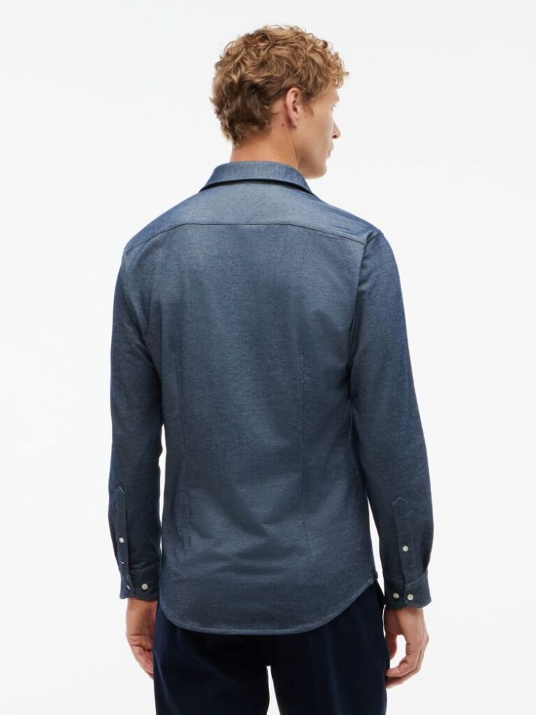 Blue Performance Slim Fit Pique Oxford Shirt  Men