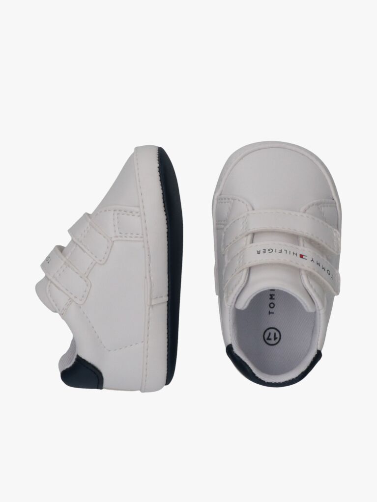 White Hook And Loop Sneakers  Boys