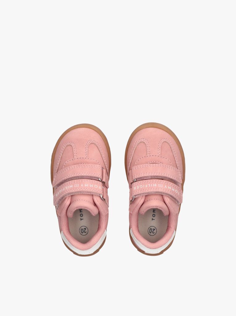 Roz Sneakers Low Cut Cu Velcro Si Flag  Fete