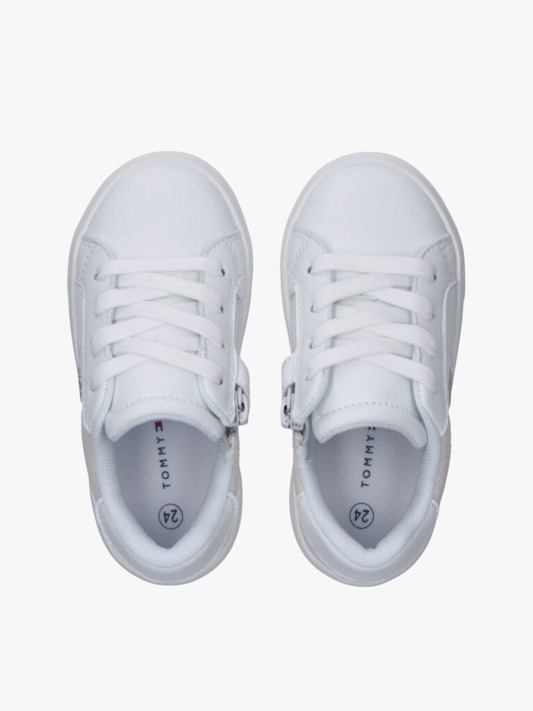 Alb Sneakers Stralucitori Low Cut Cu Sireturi  Fete