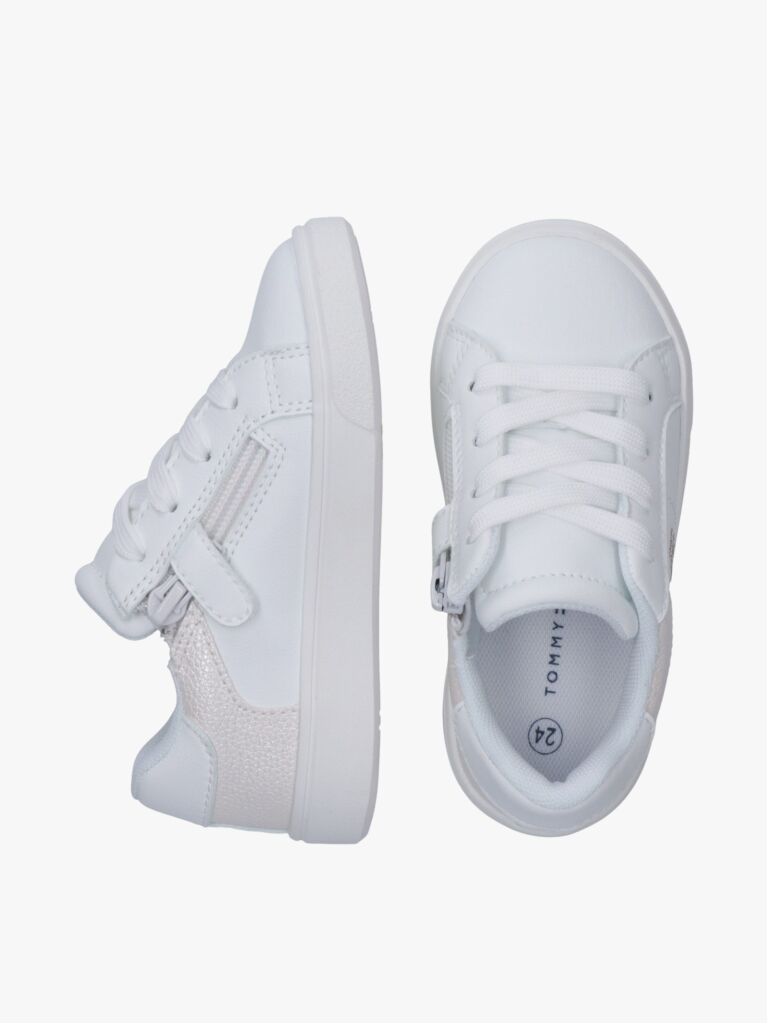 Alb Sneakers Stralucitori Low Cut Cu Sireturi  Fete