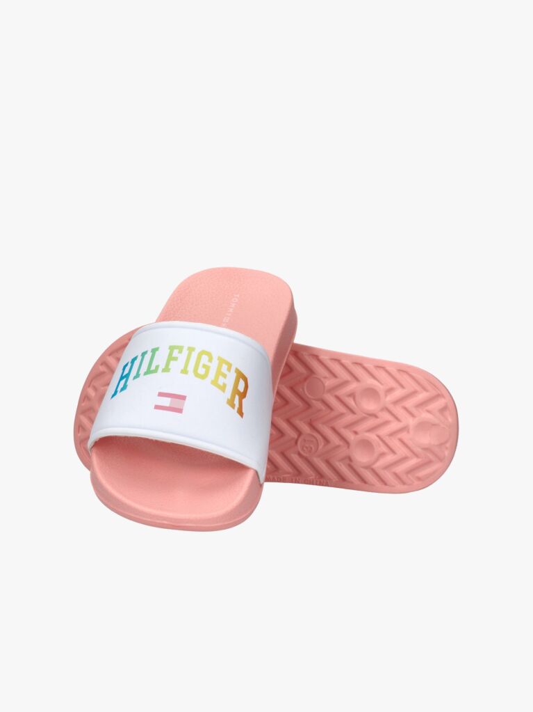 Multi Logo Print Pool Slides  Girls