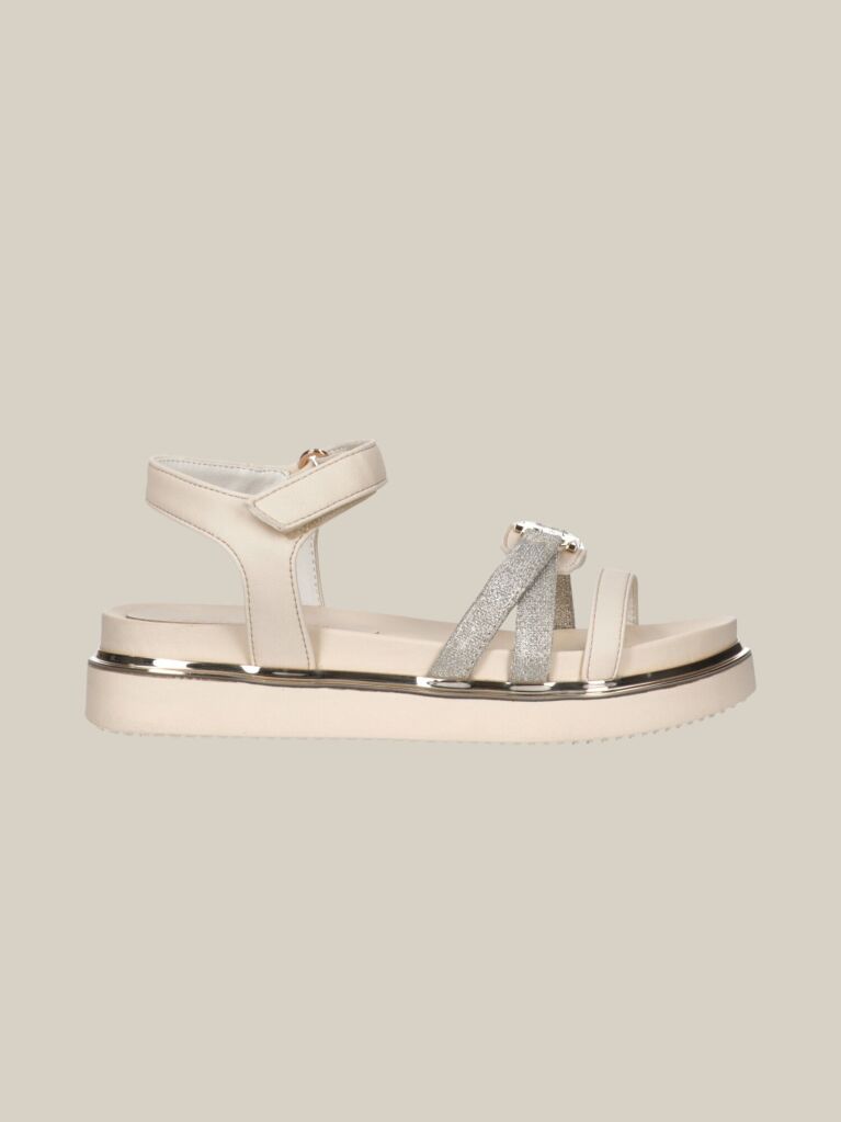 Beige Velcro TH Sandal  Girls
