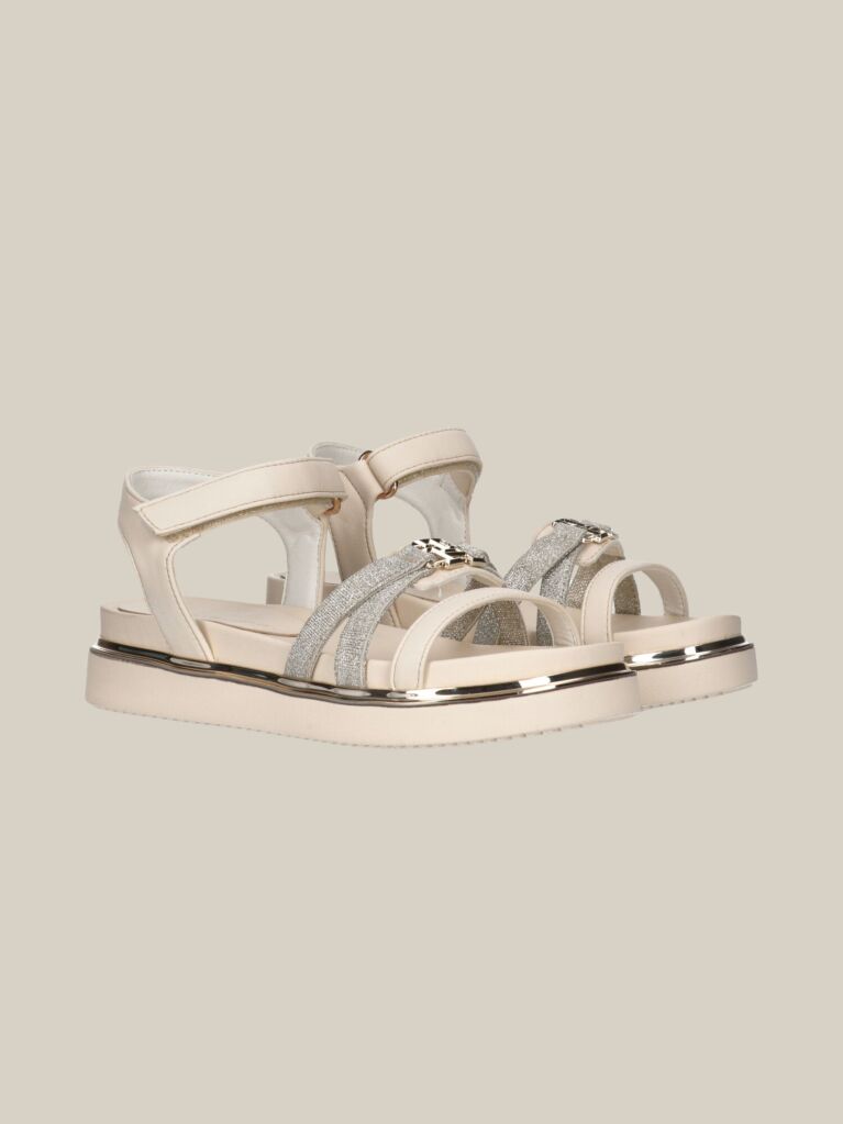 Beige Velcro TH Sandal  Girls