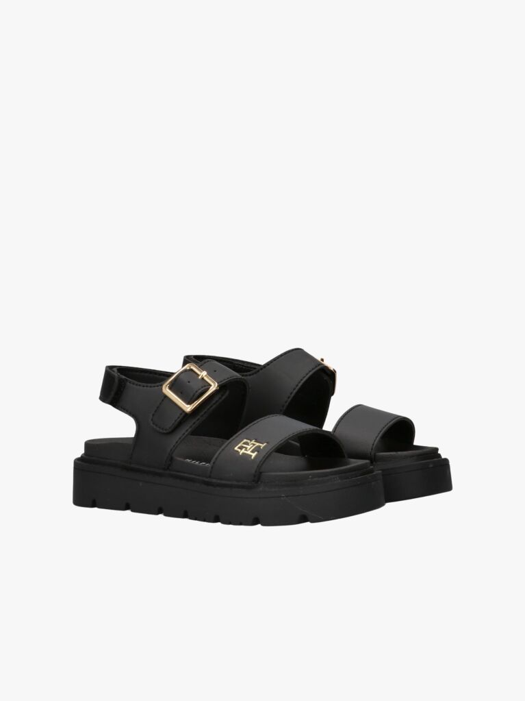 Negru Sandale Cu Placuta Th Monogram  Fete