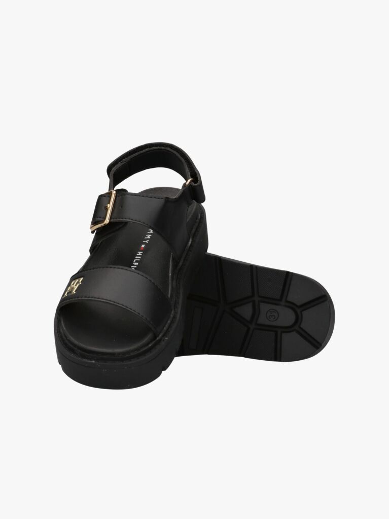Negru Sandale Cu Placuta Th Monogram  Fete