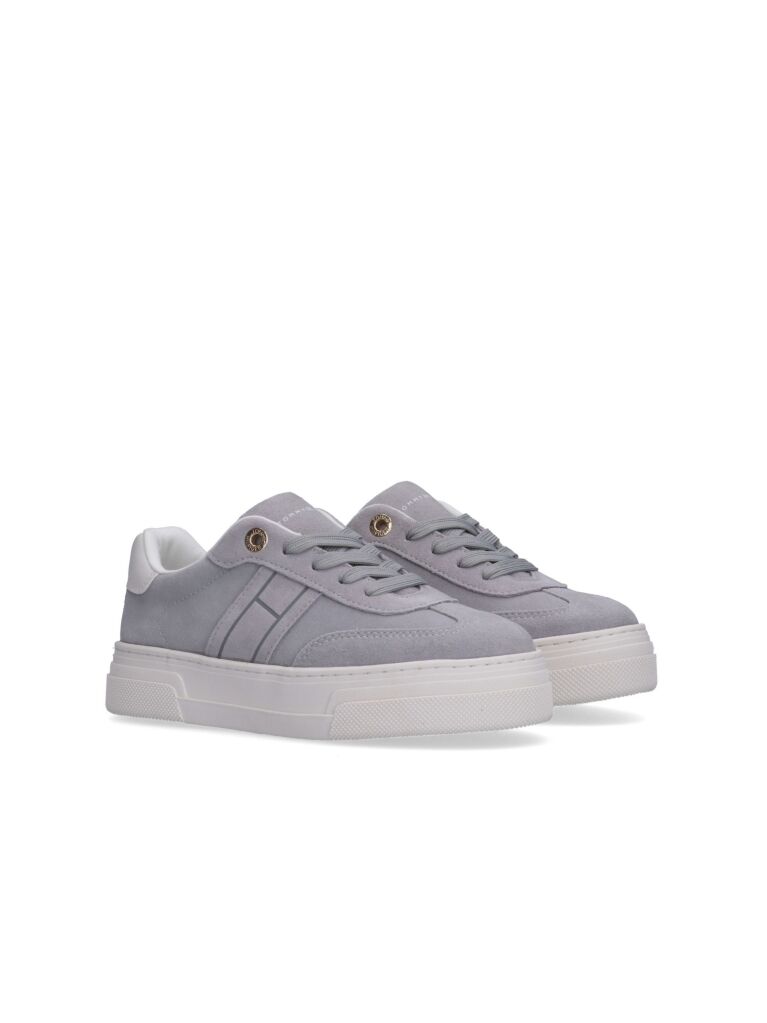 Grey Tonal Flag Trainers With Suede  Girls