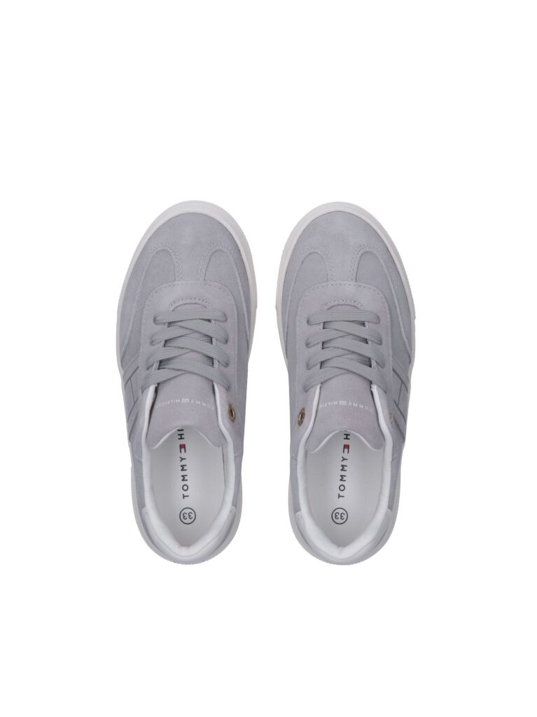 Grey Tonal Flag Trainers With Suede  Girls