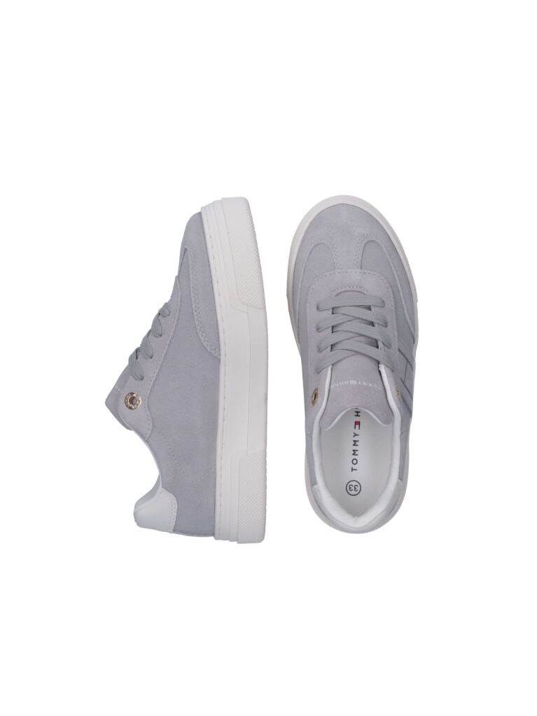Grey Tonal Flag Trainers With Suede  Girls