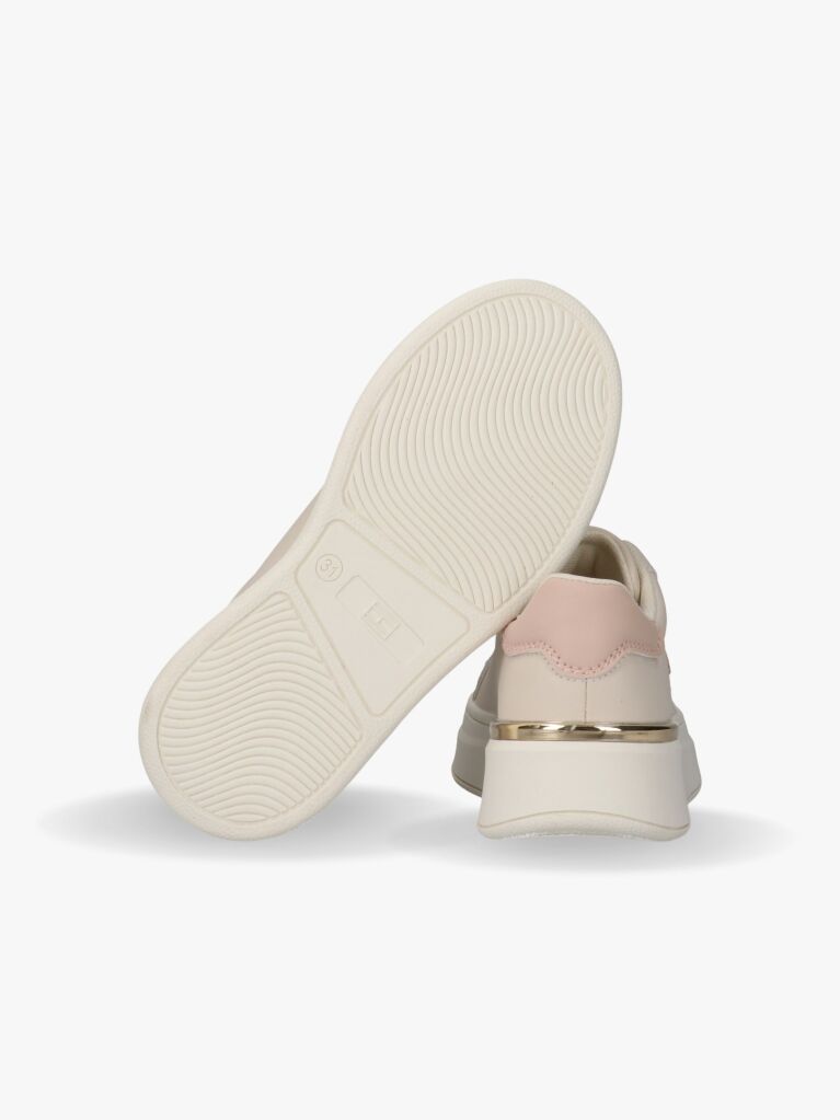 Bej Sneakers TH Monogram Cu Detalii Metalice  Fete