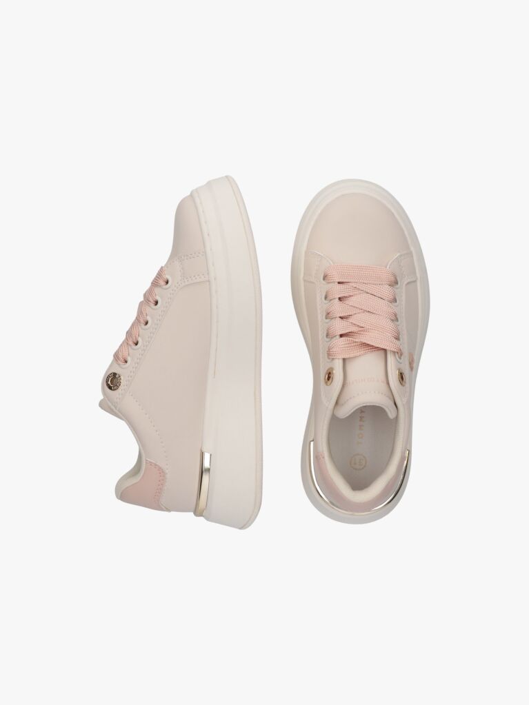 Bej Sneakers TH Monogram Cu Detalii Metalice  Fete