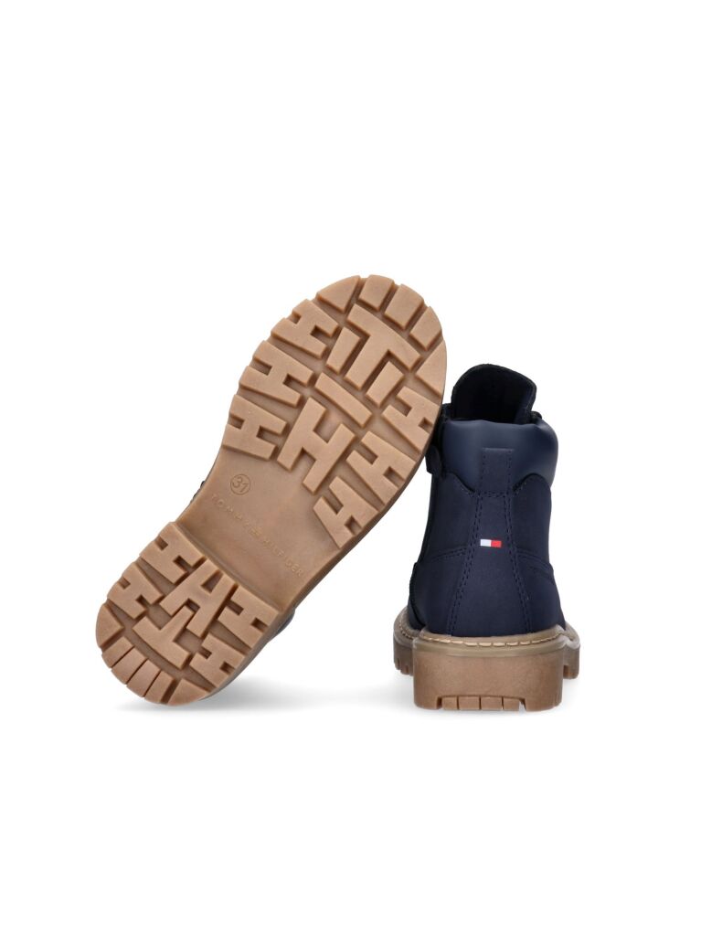 Blue Cleat Debossed Ankle Boots  Kids Unisex