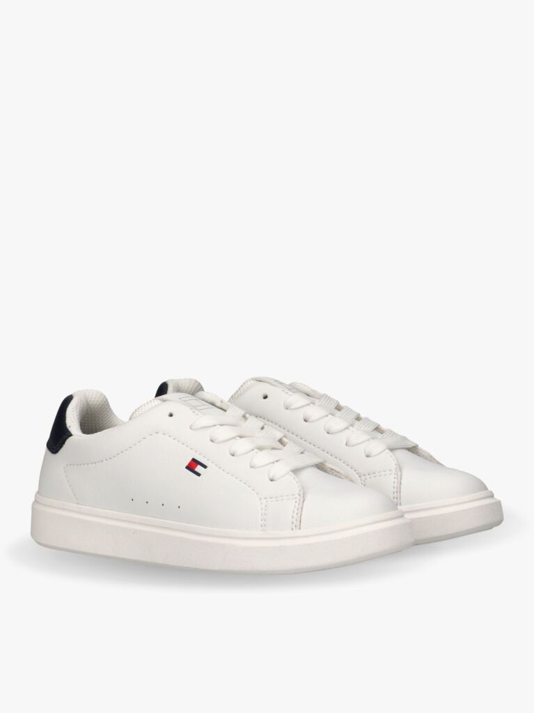 Alb Sneakers Cu Sireturi Si Steag Brodat  Copii unisex