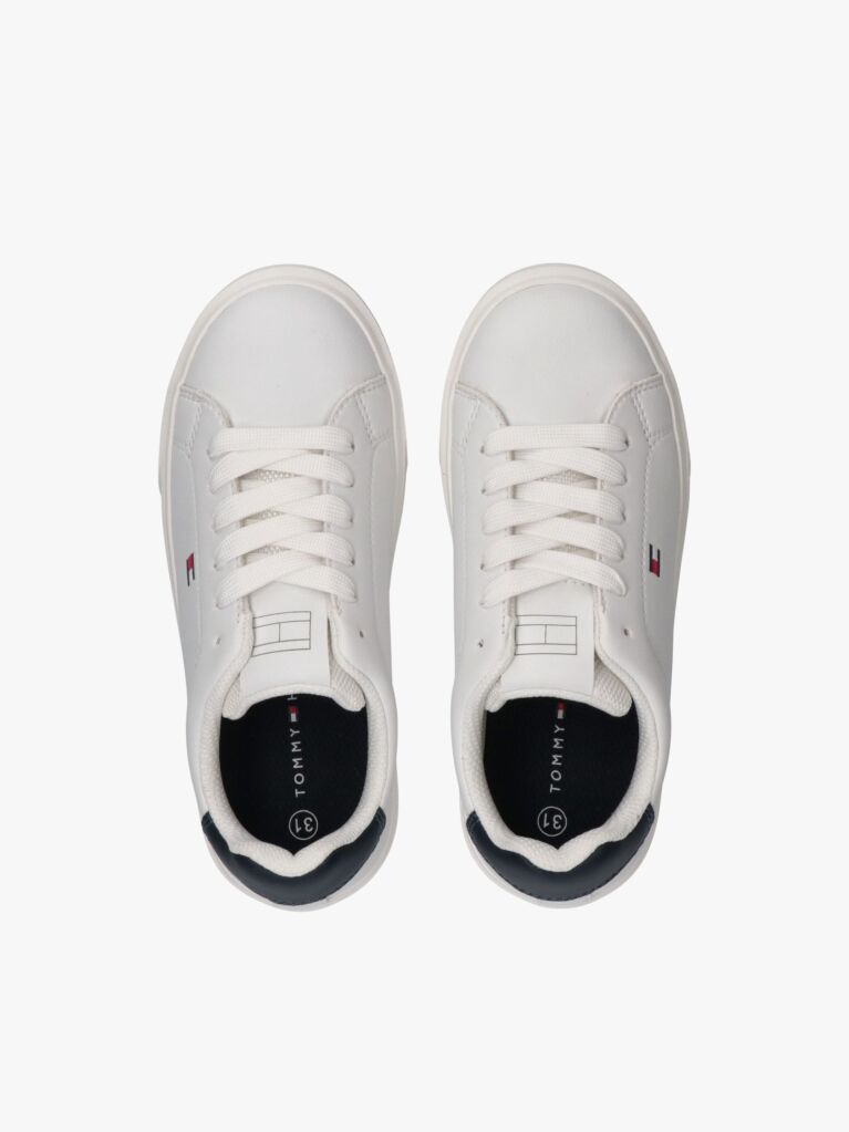 Alb Sneakers Cu Sireturi Si Steag Brodat  Copii unisex