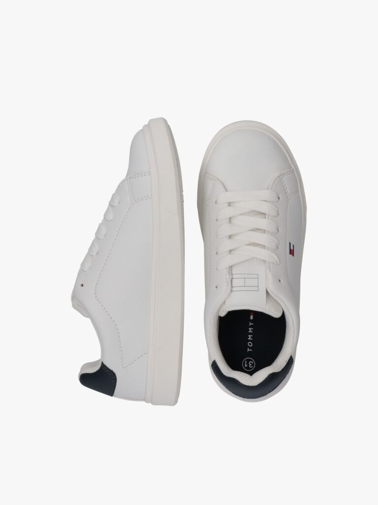 Alb Sneakers Cu Sireturi Si Steag Brodat  Copii unisex