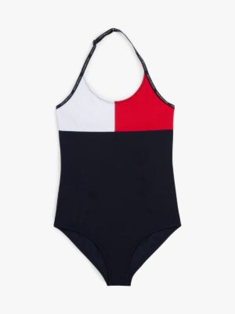 Multi Hilfiger Flag Halterneck One-Piece Swimsuit  Girls