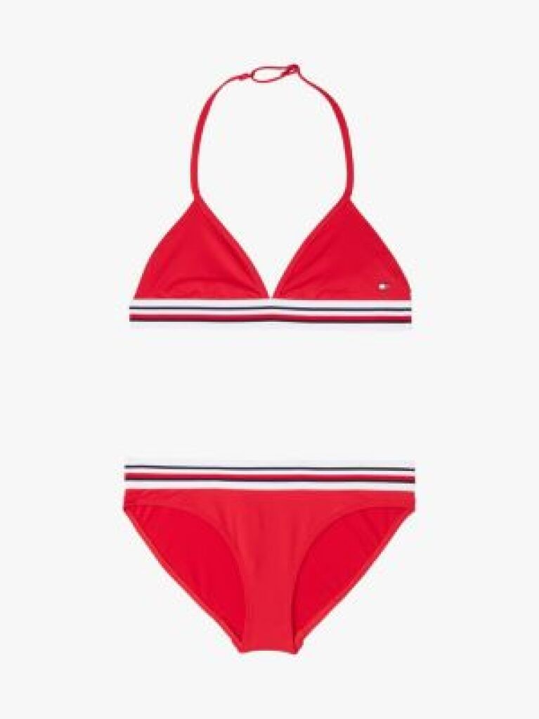 Rosu Set Bikini Triangle Cu Dungi Globale  Fete