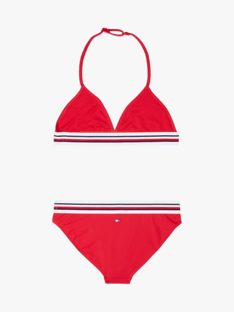 Rosu Set Bikini Triangle Cu Dungi Globale  Fete