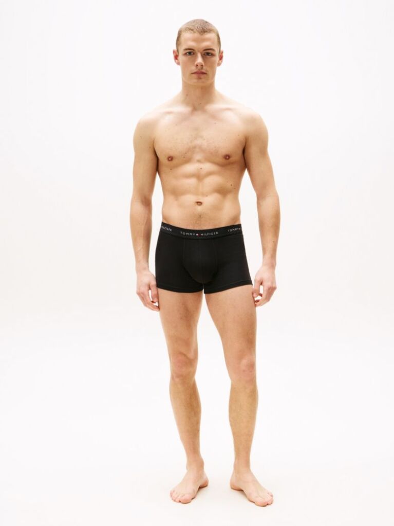 Black 3-Pack Logo Waistband Trunks  Men
