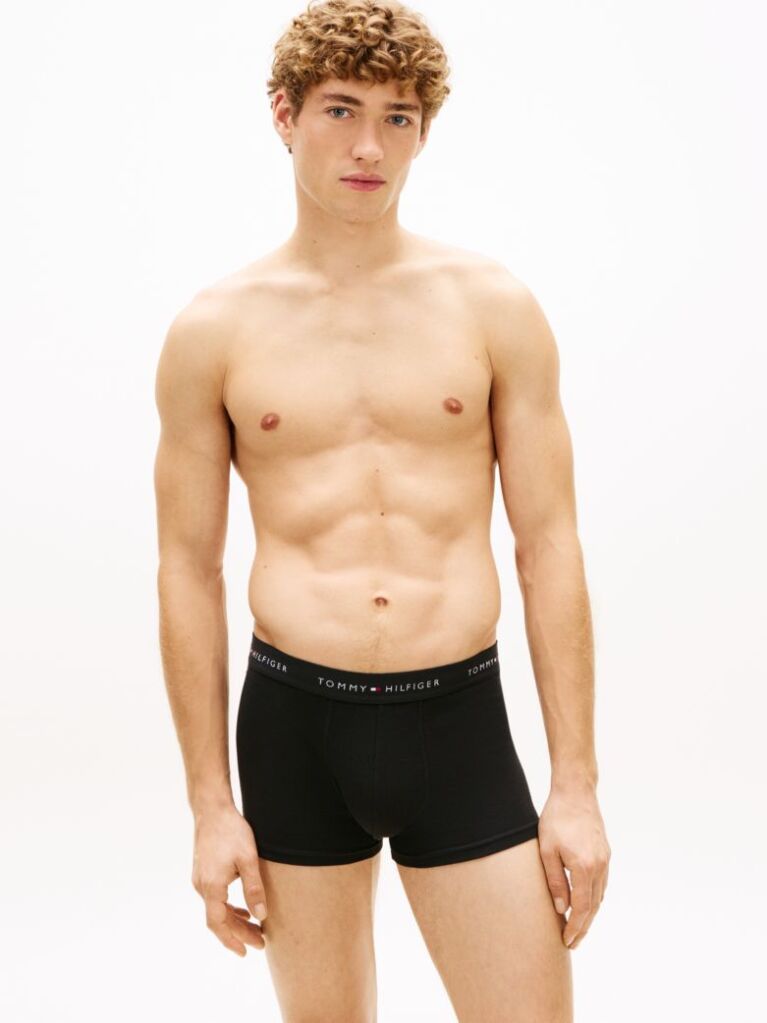 Black 3-Pack Logo Waistband Trunks  Men