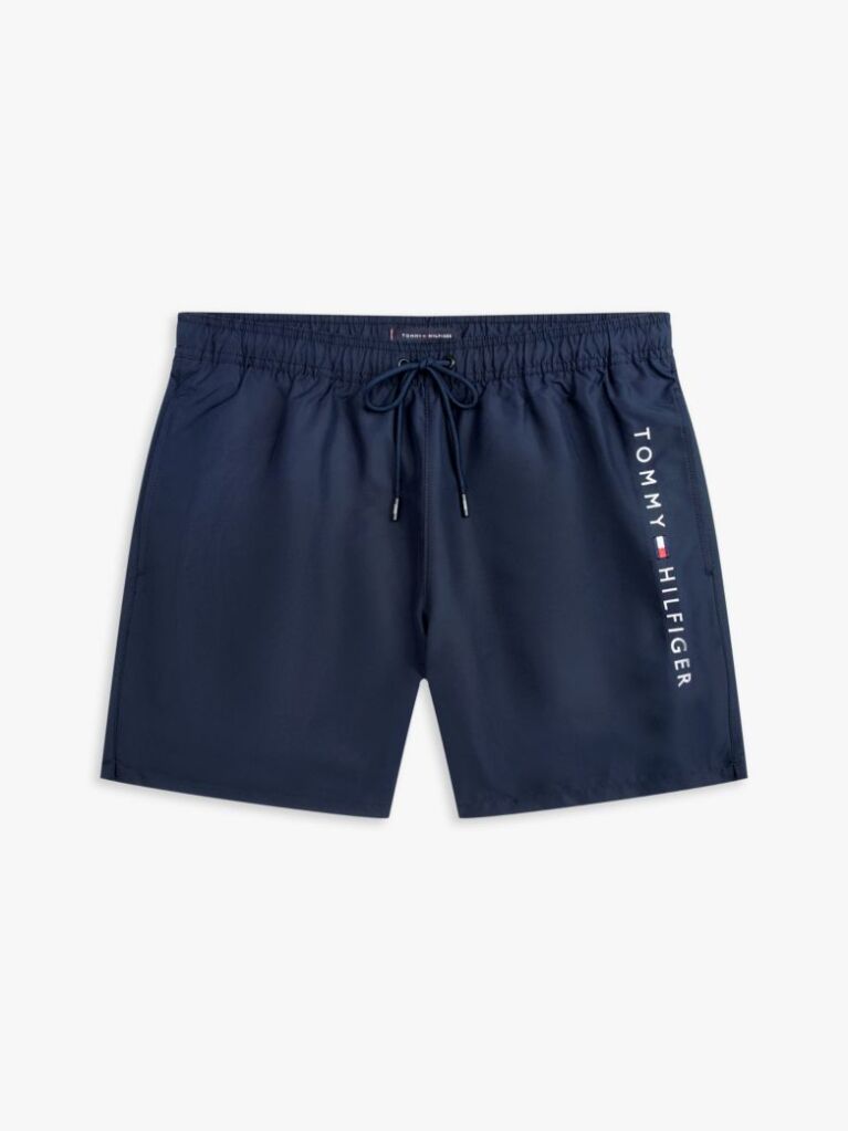 Blue Original Logo Mid Length Swim Shorts  Men