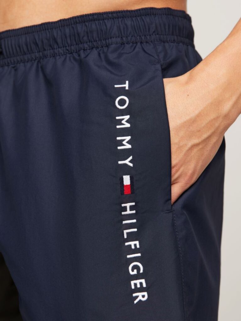 Blue Original Logo Mid Length Swim Shorts  Men