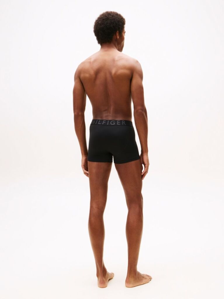 Black 3-Pack Microfibre Logo Waistband Trunks  Men