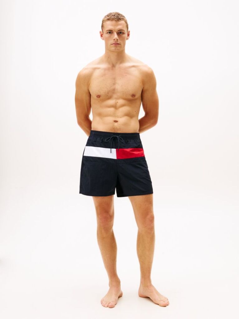Blue Hilfiger Flag Mid Length Swim Shorts  Men