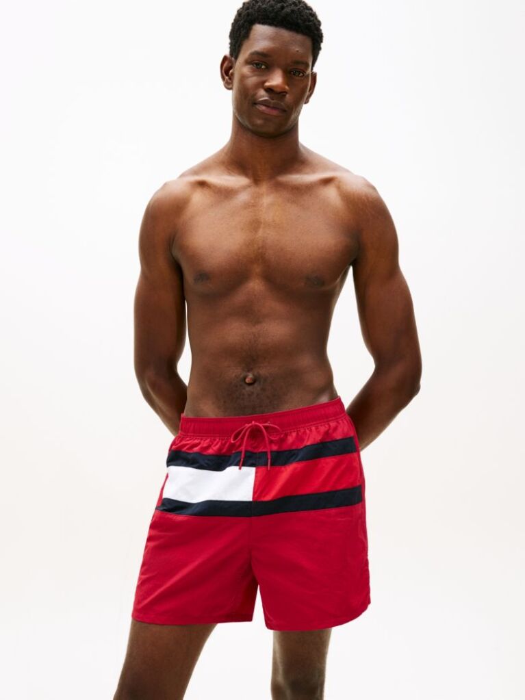 Multi Hilfiger Flag Mid Length Swim Shorts  Men