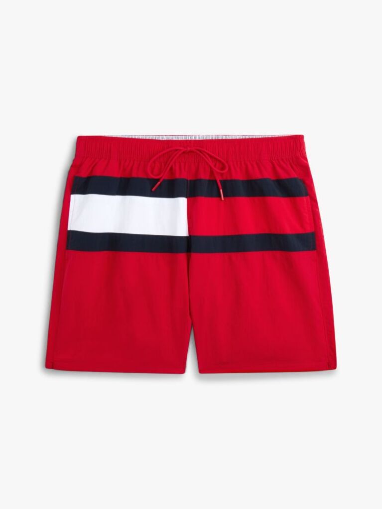 Red Hilfiger Flag Mid Length Swim Shorts  Men
