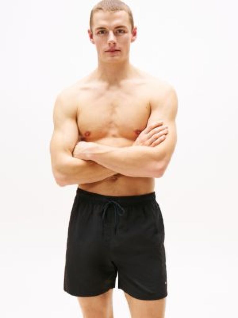 Negru Pantalon Scurt De Baie Essential Lungime Medie  Barbati