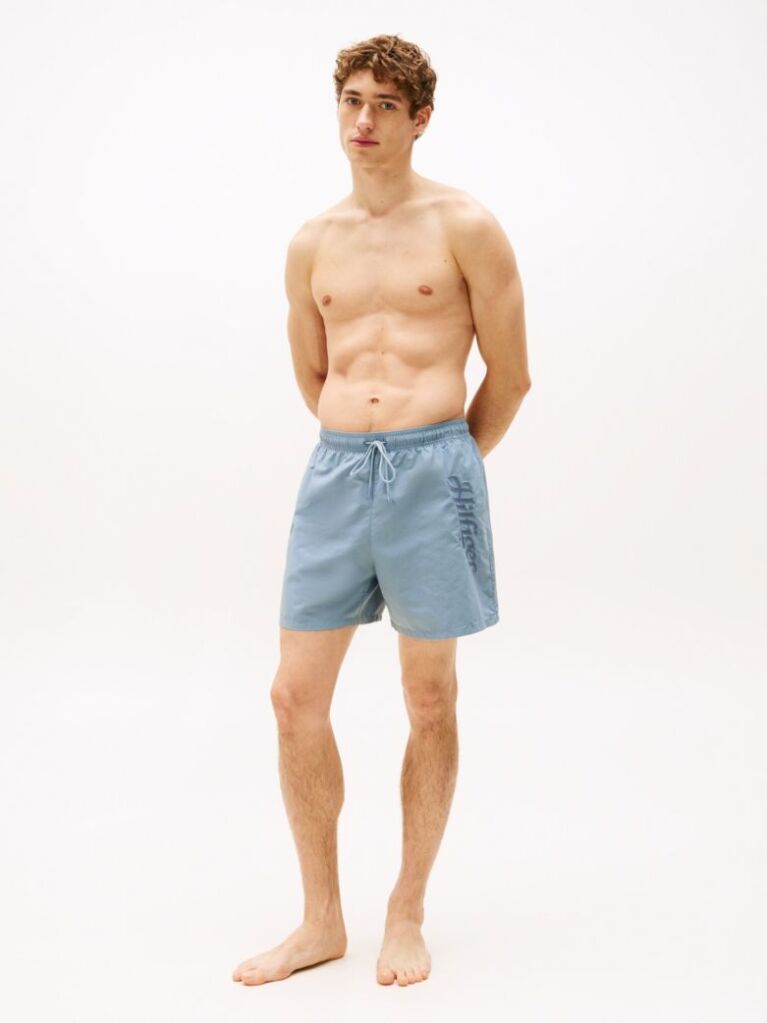 Blue Pantalon Scurt De Baie Signature Logo Lungime Medie  Barbati